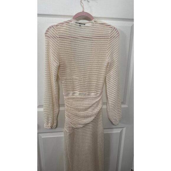 Fore Fly Me Out Cream Plunging Neckline Crochet Maxi Dress, S - Picture 10 of 10